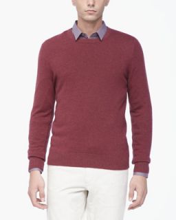 Mens Cashmere Crewneck Sweater, Red   Theory   Sorle melange (X LARGE)