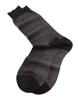 Mens Mid Calf Birdseye Ankle Socks, Black   Pantherella   Black