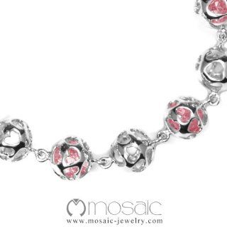 Mosaic "Roundy" Fine Sterling Silver with Cubic Zirconia Bracelet Jewelry