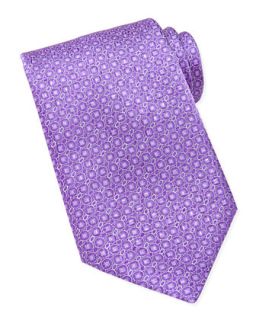Mens Circle Print Textured Tie, Purple   Brioni   Purple