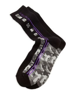 Mens Stripe Camo Socks, Black   Arthur George by Robert Kardashian   Black