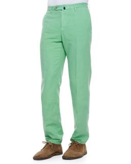 Mens Chinolino Cotton/Linen Trousers, Apple Green   Incotex   Green (40)