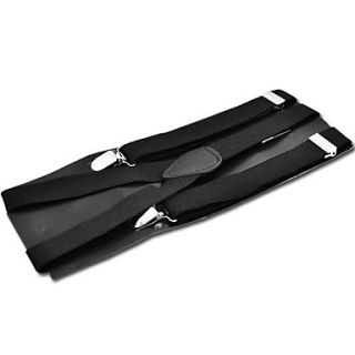 Clip on Adjustable Unisex Pants Y back Suspender Braces Black Elastic 1460