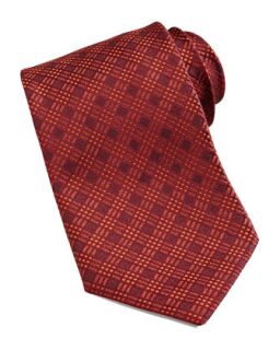 Mens Tonal Plaid Tie, Red   Charvet   Red