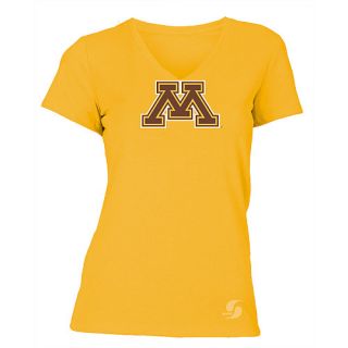 SOFFE Womens Minnesota Golden Gophers No Sweat V Neck Short Sleeve T Shirt  