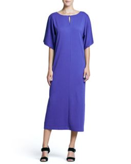 Womens Keyhole Front Long Dolman Dress, Petite   Joan Vass   Purple iris (2P