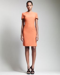 Womens Short Sleeve Crepe Dress, Orange   Alexander McQueen   Orange (38/4)