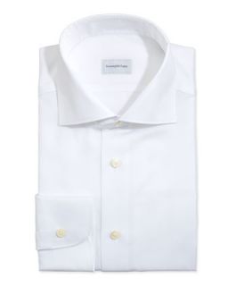 Mens Textured Woven Dress Shirt, White   Ermenegildo Zegna   White (16 1/2)