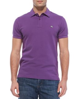 Mens Paisley Detail Pique Polo, Purple   Etro   Purple (XL)