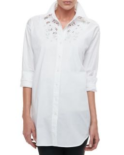 Womens Silk Big Shirt with Lace   Go Silk   White (MEDIUM (8/10))