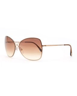 Colette Metal Frame Butterfly Sunglasses, Rose Golden   Tom Ford   Rose gold