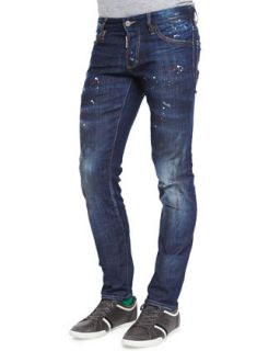 Mens Distressed Slim Leg Jeans   Dsquared2   Blue (50)