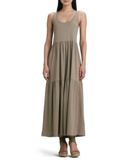 Womens Tiered Long Tank Dress, Petite   Joan Vass   Black (2P (10P/12P))