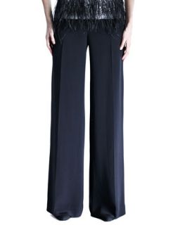 Womens Silk Crepe Wide Leg Trousers   Carolina Herrera   Black (8)