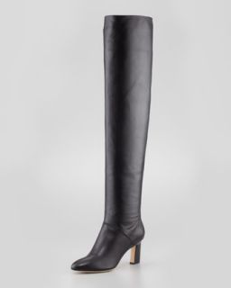 Leather Almond Toe Over the Knee Boot, Black   Brian Atwood   Black (37.5B/7.5B)