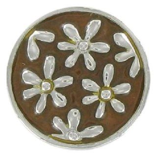 Eligo Jewellery Silver Plated 18mm Brown Flowers Ornament Chunk for Eligo 18mm Chunk Bracelets Click button Jewelry