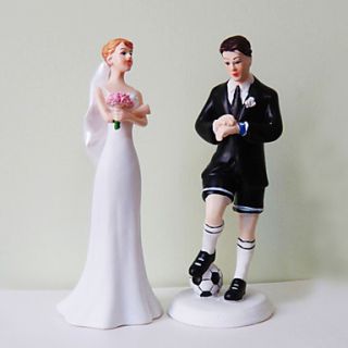 Soccer Groom Exasperated Bride Wedding Cake Topper