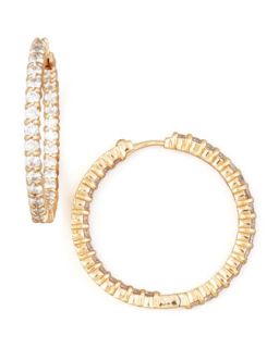 30mm Rose Gold Diamond Hoop Earrings, 2.84ct   Roberto Coin   Gold (30mm ,4ct ,
