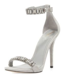 Ciara Jeweled Suede Sandal, Gray   B Brian Atwood   Grey (35.0B/5.0B)
