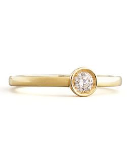 18k Yellow Gold Diamond Solitaire Station Ring   Roberto Coin   Gold (6.5)
