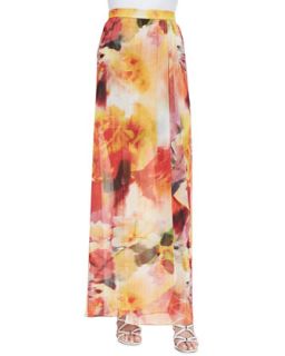Womens Leah Long Floral Print Wrap Skirt   Alice + Olivia   Sunset blur (6)