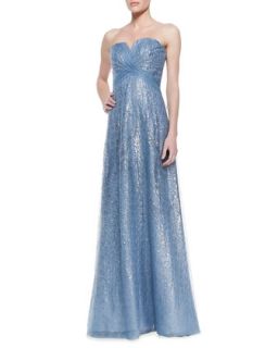 Womens Strapless Metallic Overlay Gown, Icy Blue   Rene Ruiz   Icy blue (12)