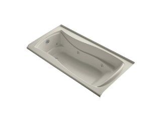 Kohler K 1257 LW G9 Mariposa Alcove Whirlpool Bath Tub with Left Hand Drain and Bask Heated Surface, 72 Inch X 36 Inch, Sandbar   Recessed Bathtubs  