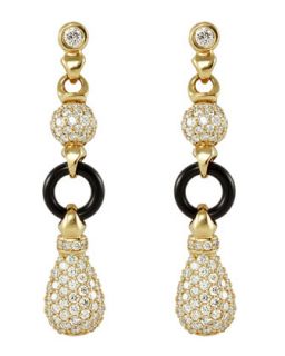 18k Diamond & Black Agate Earrings   Lagos   Black (18k )