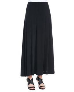Womens Silk Pleated Maxi Skirt   Eileen Fisher   Black (S (6/8))
