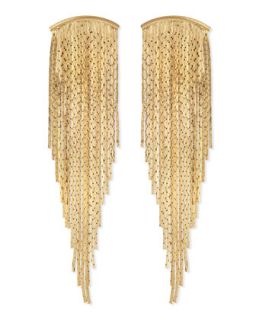 Textured Golden Bar Fringe Earrings   Jules Smith   Red
