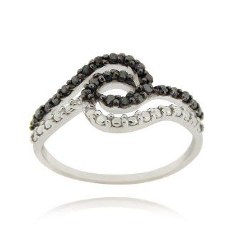 Sterling Silver Black Diamond Accent Swirl Ring Jewelry