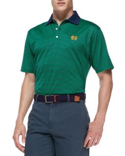 Mens Notre Dame Gameday College Shirt Polo   Peter Millar   Blue stripes (X 