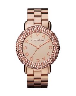 Marci Pave Crystal Rose Golden Analog Watch   MARC by Marc Jacobs   Rose gold
