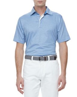 Mens 1x1 Short Sleeve Polo, Blue   Ermenegildo Zegna   Blue (XL)