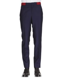 Mens Contrast Belt Wool/Mohair Pants   Alexander McQueen   Blue (54)
