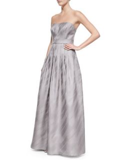 Womens Strapless Striped Skirt Ball Gown   Kay Unger New York   Platinum (14)