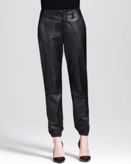 Womens Leather Cropped Pajama Pants   rag & bone/JEAN   Black (27)