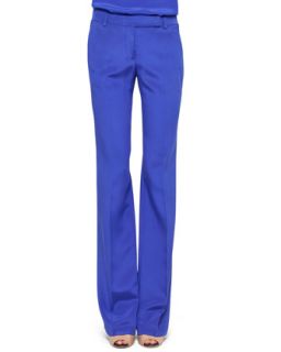 Womens Straight Leg Crepe Pants   Akris   Blue (12/44)