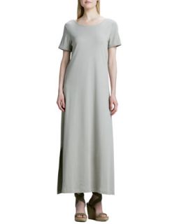 Womens Long Cotton A line Dress   Joan Vass   Stone (3 (14/16))