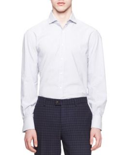 Mens Fine Stripe Shirt, Mid Blue   Brunello Cucinelli   Midblu (48/S)