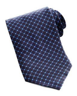 Mens Micro Diamond Pattern Silk Tie, Blue   Brioni   Blue