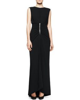 Womens Sleeveless Ruched Waist Gown   Reed Krakoff   Black (2)