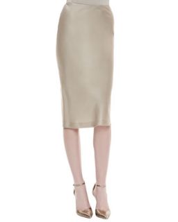 Womens Priscilla Satin Pencil Skirt   Lafayette 148 New York   Khaki (8)