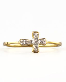 Diamond Cross Stacking Ring, Yellow Gold   KC Designs   Gold (6)