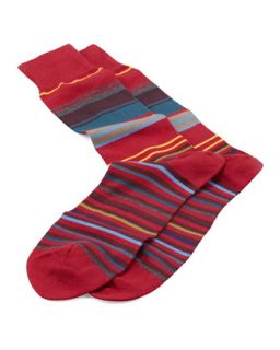 Mens Neon Striped Socks, Red   Paul Smith   Red