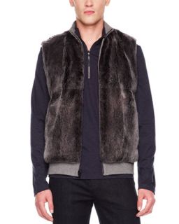 Mens Reversible Fur/Knit Vest   Michael Kors   Ash (XL)