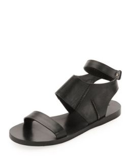 Calfskin Flat Ankle Wrap Sandal, Black   CoSTUME NATIONAL   Black (38.0B/8.0B)