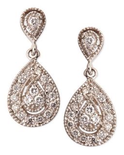 Antiqued Pave Diamond Teardrop Earrings   KC Designs   White gold