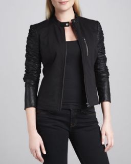 Ponte Bodice Jacket with Leather Sleeves