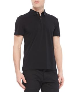 Mens Bron W Polo in Plaito Pique, Black   Theory   Black (LARGE)